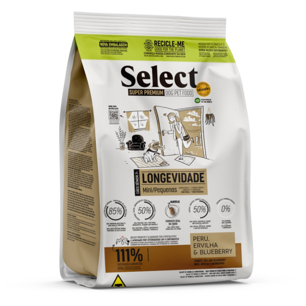 Select By Monello Longevity Mini & Small Breed Senior 7+ Dog Dry Food Turkey, Pea & Blueberry