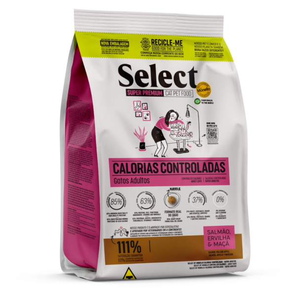 Select By Monello Controlled Calories Adult Cat Dry Food Salmon, Pea And Apple