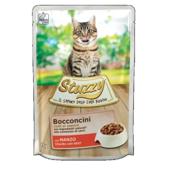 Stuzzy Cat Wet Food Pouch Chunks Beef (85g)